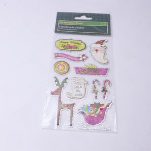 Vakantietijd, Kerstmis, Kerstman, Rendier, Slee, Ornamenten, Handgemaakt, Stickervel, Ambacht, Hobby, Kaarten maken, Vintage, ~ 20-35-1253