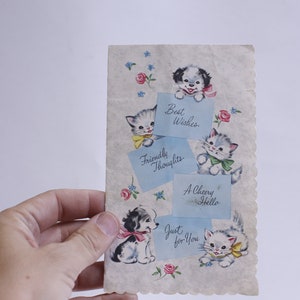 Tarjeta de los mejores deseos para mascotas, un saludo de cereza, pensamientos amistosos, tarjeta de felicitación, personalizada, celebración, sincera, artística, escrita a mano ~ WH-013 213