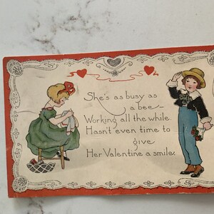 Anni '20, San Valentino, Ragazza, Ragazzo, Bouquet, Amore, Cartolina, Antico, Carta, Cancelleria, Vintage, ~221118-EB-25245 483