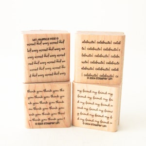 Beaucoup de quatre Stampin' Up! Mille pour les timbres de texture typographique Ami, Célébrer, Paix, Merci ~ 20-01-197