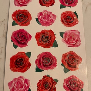 Rose, fiori, piccole scintille, amore, amicizia, foglio adesivo, AGC, artigianato, arredamento, creazione di carte, vintage, ~ 20-01-939