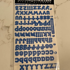 Letras azules, caracteres, números, caja fuerte para fotos, hojas de pegatinas, stickopotamus, artesanía, decoración, fabricación de tarjetas, vintage, ~ 20-01-944