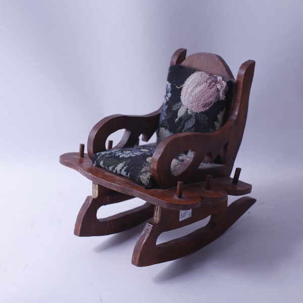 Miniature Rocking Chair, Pin Cushion, Spool, Scissors Holder, Sewing Caddy, Craft Organization, Vintage, ~ 240109-WH 707