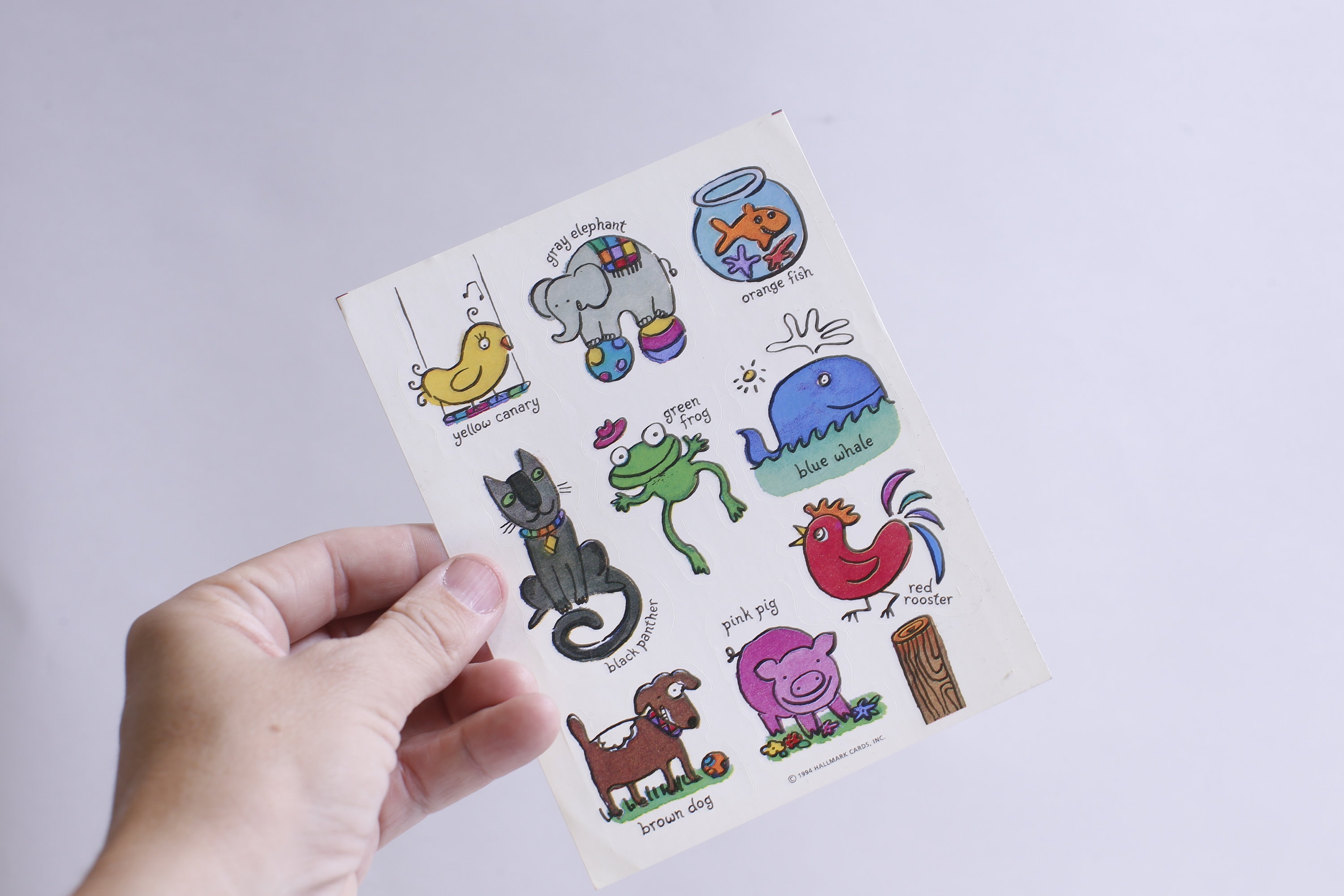 Animals Hallmark 1994 Sticker Sheet, Collectible, Animal-themed Decals ...