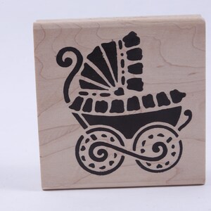 Carro de bebé, silueta, niños, niños, baby shower - sello de mensaje - madera, caucho, sello - vintage - fabricación de tarjetas ~ 104