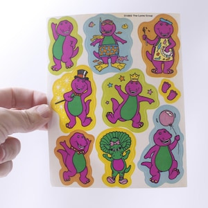 1993, Barney The Dinosaur, Lyons Group, Colorful Vintage, Single Sticker Sheet, Scrap Booking, Collecting, 250130-WH 100
