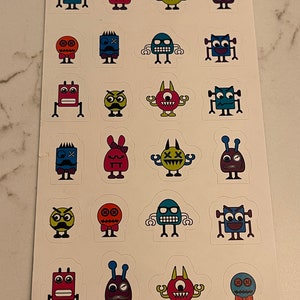 Monstruos, Alienígenas, Robots, Divertido, Emociones, Hombre, Mujer, Hoja de pegatinas, Artesanía, Decoración, Fabricación de tarjetas, Vintage, ~ 20-01-948