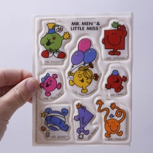 Mr Men, Little Miss, Divertido, Fuerte, Pequeño, Cosquillas, Personajes de Cómics, 1983, Roger Hargreaves, Hoja de Pegatinas, Fabricación de Tarjetas, ~ 20-01-480