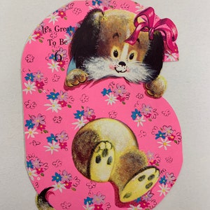 70s, Puppy #6 It's Great To Be Six, Wenskaart, Craft, Scrapbooking, Papier, Briefpapier, Vintage, ~ EB-43859 356