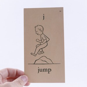 J JUMP - Flash Card, fronte/retro, seppia, invecchiato, vintage, antico, immagini di parole a vista, istruzione, oggettistica per la casa, flashcard, cartoncino ~ 20-01-126