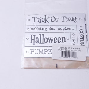 Halloween, Parole metalliche, Fustellati con vista, Sfondo argento, Foglio adesivi, Artigianato, Hobby, Creazione di cartoline, Vintage, ~ 20-35-1253