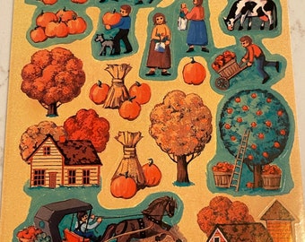 Thanksgiving, herfst, oogsten, landbouw, pompoen, feestdag, stickervel, AGC, knutselen, decor, kaarten maken, vintage, ~ 20-01-948