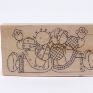 Adorables animaux habillés Little Chicken Bear Country - Timbre message - Timbre en caoutchouc en bois - vintage - Fabrication de cartes ~ M-19-08