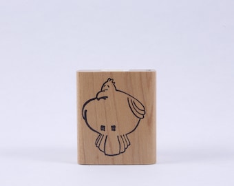Grappige, Vogel, Ronde, Dierlijke, Natuur - Boodschap Stempel - Houten, Rubber, Stempel - Vintage - Kaart maken ~ 20-01-133