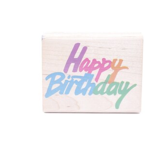 Joyeux anniversaire, Salutations, Phrase, Mots, Stampede en caoutchouc, 1994 - Timbre de message - Bois, Caoutchouc, Timbre - vintage - Fabrication de cartes ~ 20-01-103