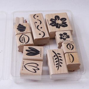 Fleurs, feuilles, floral, texture, objets, lignes, jeu de tampons, bois, caoutchouc, tampons à message, vintage, fabrication de cartes, ~ 20-33-296