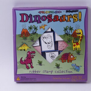Dinosaures, Drôle, Animaux, Timbres, Autocollants, Inkadinkado, Jeu de timbres, Bois, Caoutchouc, Timbres de message, vintage, Fabrication de cartes, ~ M-07-10
