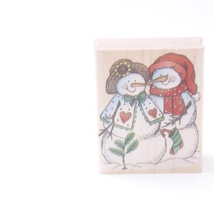 Inverno, Pupazzo di neve, Vacanza, Cappello, Sciarpa, Arti eroiche, Timbro, Timbro di gomma, Legno, Francobollo singolo, Vintage, Fabbricazione di carte ~ 220924-DISV / M-05-05