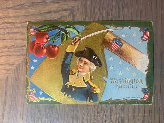 Washington His Bravery, Post Card, 1909, Copr E Nash, USED