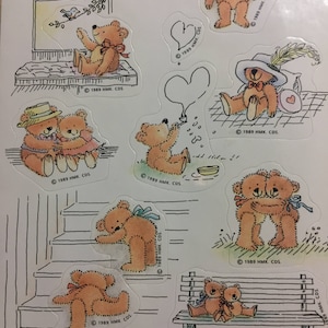 1989 Teddy Bears Vintage Single Sticker Sheet 1980&#39;s Sticker Collecting Hallmark Craft ~ The Pink Room ~ 20-01-28