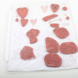 San Valentín, Corazones, Cupido, Flecha, Ratones, Pareja, Enamorados, Vintage, Goma, Set de sellos, Fabricación de tarjetas, Scrapbooking ~ 20-01-921