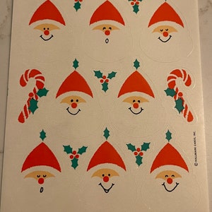 Navidad, Papá Noel, Cara, Emociones, Caramelo de Palo, Vacaciones, Hoja de Pegatinas, Sello, Artesanía, Decoración, Fabricación de Tarjetas, Vintage, ~ 20-31-1078