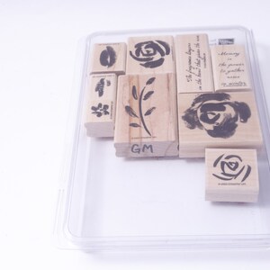 Rosas en invierno, estampado de dos pasos, flores, frases románticas - Juego de sellos, Madera, Caucho, Sellos de mensaje - Fabricación de tarjetas vintage ~ 20-29-1012