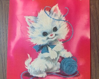 It's Simply Purr-fect, Pink, Folding Greeting Card, Cute Kitten, Message, Stationery, Home Decor, Vintage, Collectible, ~ GC-1 1009