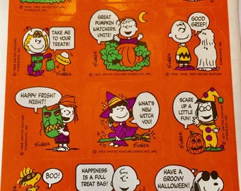 Peanuts Halloween, Great Pumpkin Vintage, Single Sticker Sheet, 1980, Scrap Booking, Sticker Collecting, Vending 02 341
