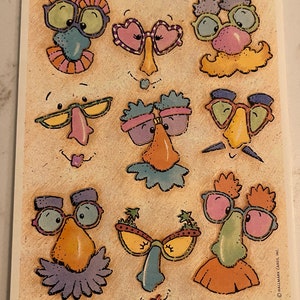 Caras divertidas, Emoji, Gafas, Emociones, Sonrisas, Amor, Diversión, Hoja de pegatinas, Sello, Artesanía, Decoración, Fabricación de tarjetas, Vintage, ~ 285