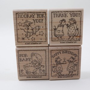 Souris, petits voeux, voeux, jeu d'étampes, tampons en caoutchouc, bois, Stampin Up, vintage, fabrication de cartes, ~ 586