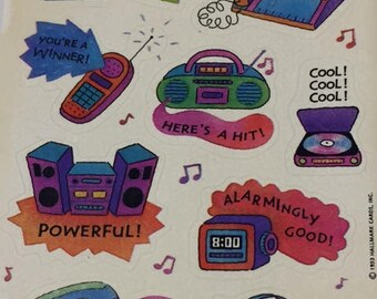Technology Phones Radio TV CD Player Single Sticker Sheet 1993 Sticker Collecting Hallmark Craft Vintage ~ 20-01-217