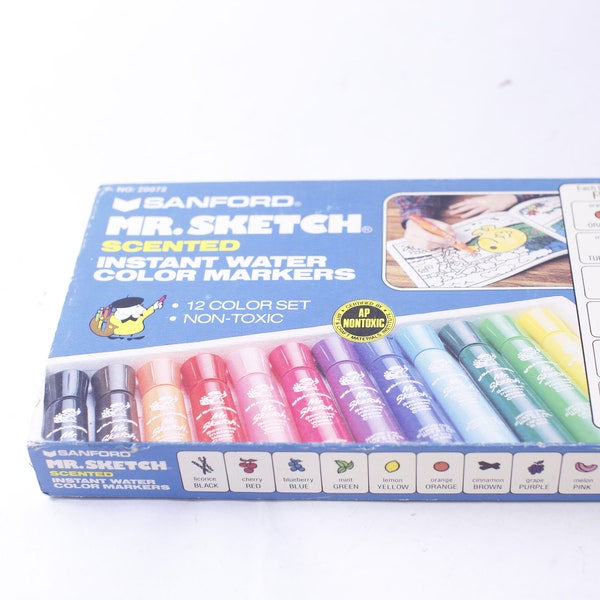 Mr Sketch Scented Instant Water Color Markers, by Sanford, 12 Color Set, Non-toxic, Children, Drawing, Coloring, ~ 240215-WH 838
