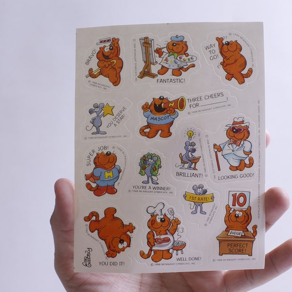 Heathcliff Sticker Sheet, Cartoon character stickers, Retro collectibles, 1980s nostalgia, Comic strip decals, Classic TV show~230829-SM 420