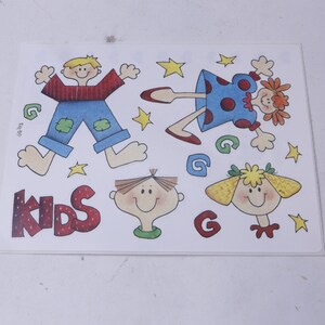 Niños, Niño, Niña, Letra G, Estrellas, Sonriendo, Niños, Gracioso, Hoja de Pegatinas, Artesanía, Decoración, Fabricación de Tarjetas, Vintage, 20-31-1078