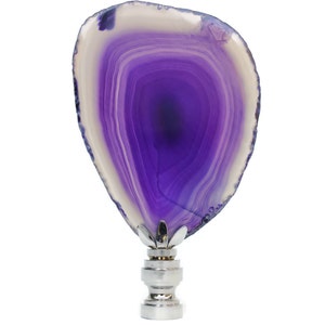 Agate Slice Lamp Finial in Royal Purple on Shiny Chrome Hardware