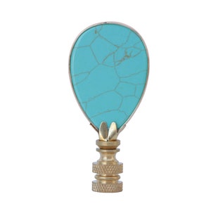 Gold Edged Turquoise Lamp Finial on Brass Hardware