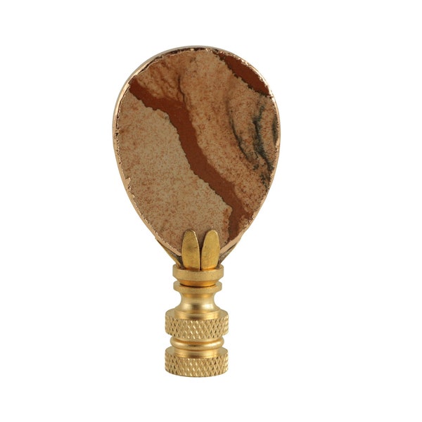 Embout de lampe en jaspe avec bordure dorée sur quincaillerie en laiton