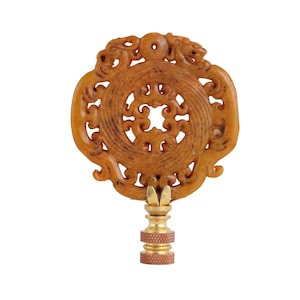 Shoushan Stone Style Chinese Lamp Finial in Deep Yellow on Brass Hardware