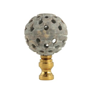 Malachite Lozenge Lamp Finial on a Shiny Brass Base
