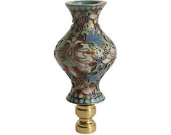 Asian Carved Stone Lamp Finial Hot Pink Dragon on a Shiny Chrome Base