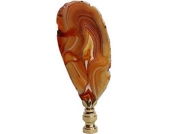 Asian Carved Stone Lamp Finial Hot Pink Dragon on a Shiny Chrome Base