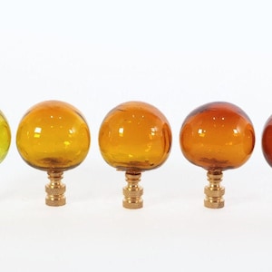 Blown Glass Lamp Finial on Brass Hardware in Warm Shades