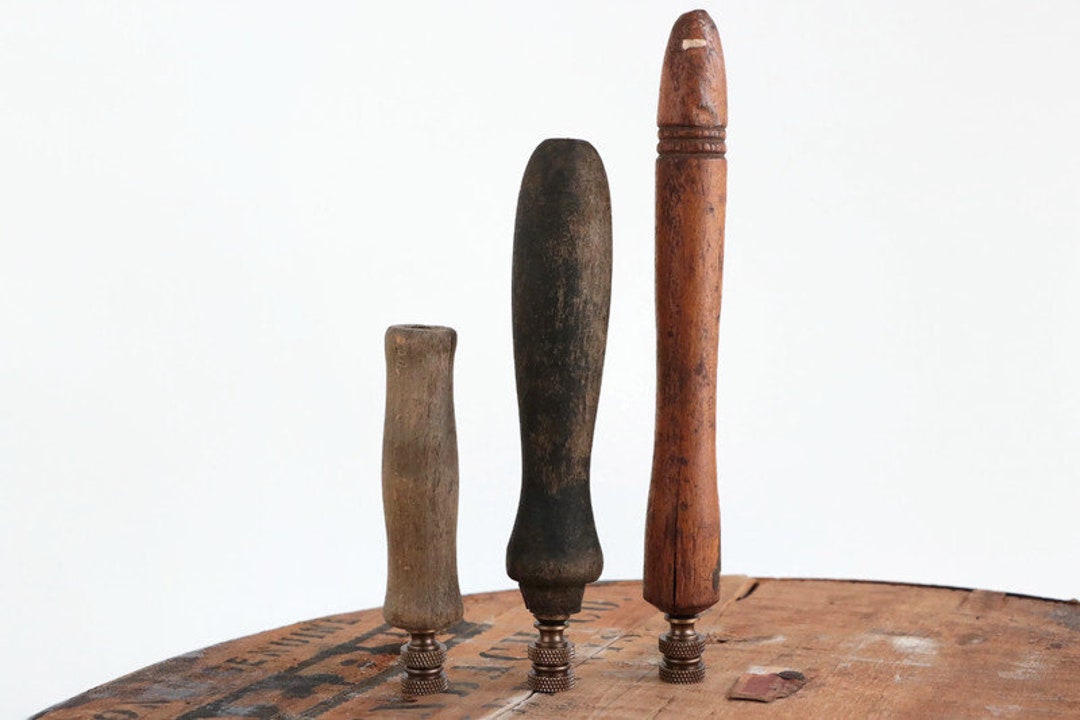 Farmhouse Style Wood Lamp Finials Crafted From Vintage Hand Tools