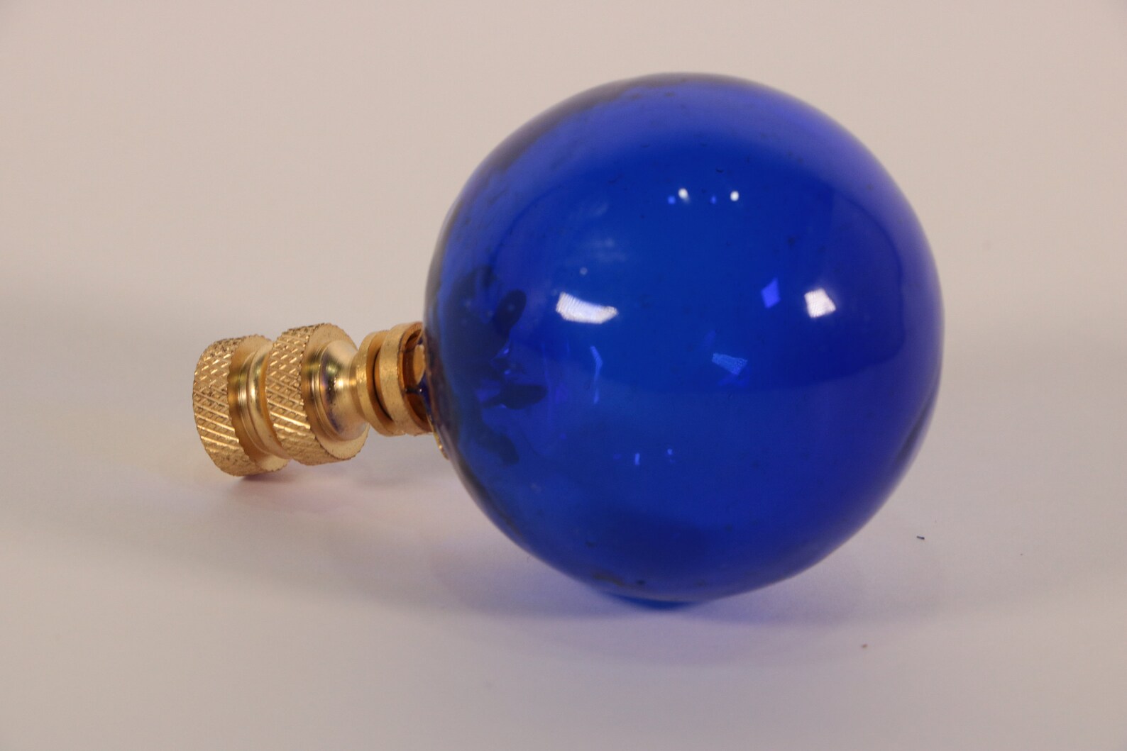 Cobalt Blue Blown Glass Lamp Finial on a Brass Base Etsy