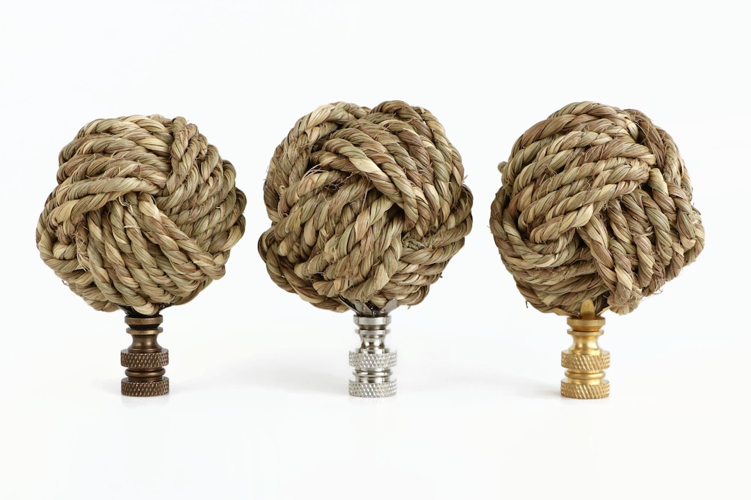 Nautical Knot Lamp Finial in Twisted Seagrass Custom Coastal Lamp