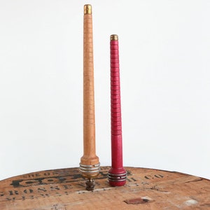 Primitive Wood Lamp Finials Crafted From Vintage South Carolina Textile Spinning Bobbins - Rustic Wooden Spindle Lamp Toppers