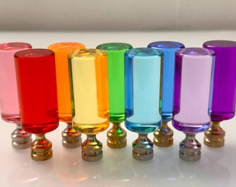 Colorful Acrylic Lamp Finial on Chrome Hardware -  A Single Finial or Matching Pair