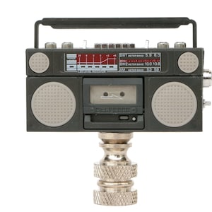 Mini Boom Box Lamp Finial on Chrome Hardware