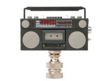 Mini Boom Box Lamp Finial on Chrome Hardware